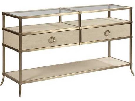 American Drew Lenox Capri Modern Glass Alabaster Console Table with Drawers