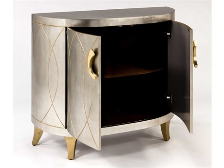 Elegant Artmax Silver Leaf Gold Accent Chest Cabinet with Hand-Painted Details