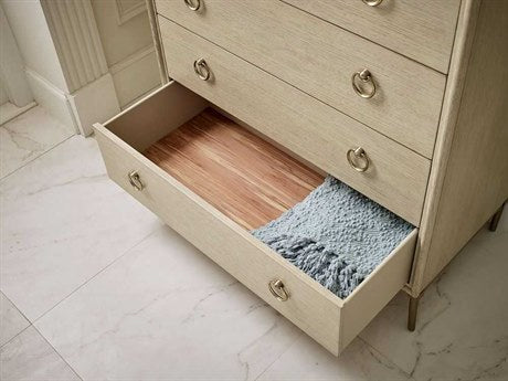 Elegant American Drew Lenox Carson Alabaster Brown Hardwood Accent Chest with Eight Drawers