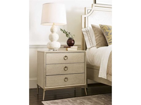 American Drew Lenox Seneca 3-Drawer Brown Hardwood Nightstand with USB