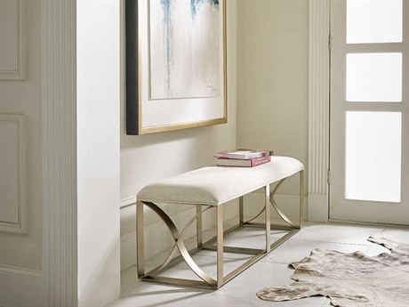 Elegant Lenox Modern Contemporary Alabaster Gold Upholstered Accent Bench