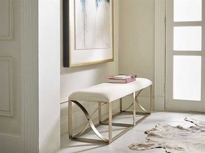 Elegant Lenox Modern Contemporary Alabaster Gold Upholstered Accent Bench