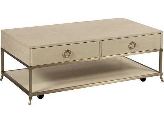 American Drew Lenox Westgate Modern Alabaster Wood Coffee Table, Drawers & Casters