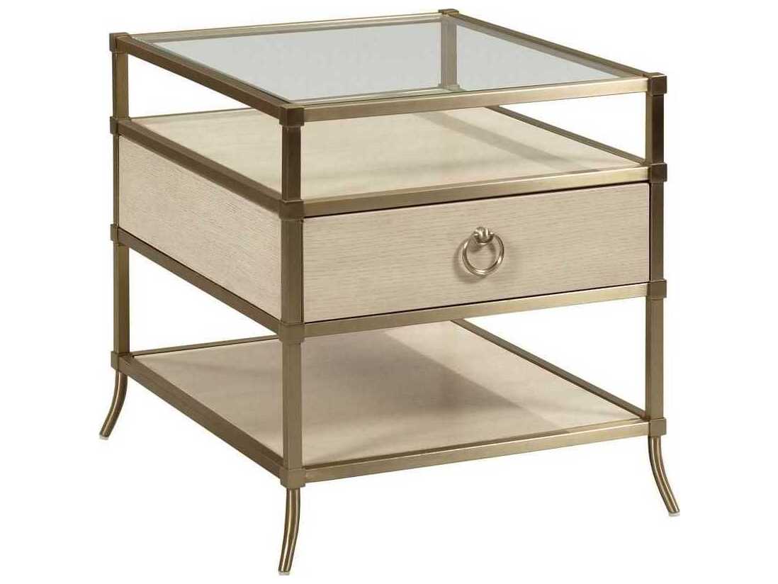 American Drew Lenox Capri Rectangular Glass Alabaster End Table with Drawer