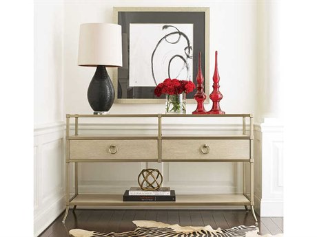 American Drew Lenox Capri Modern Glass Alabaster Console Table with Drawers