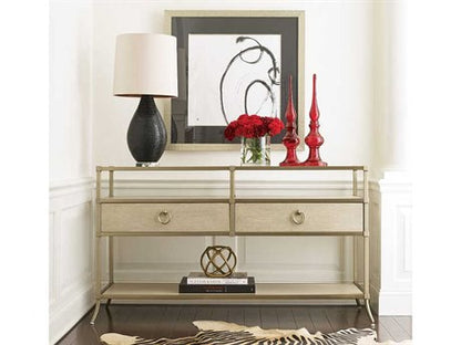 American Drew Lenox Capri Modern Glass Alabaster Console Table with Drawers