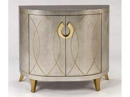 Elegant Artmax Silver Leaf Gold Accent Chest Cabinet with Hand-Painted Details