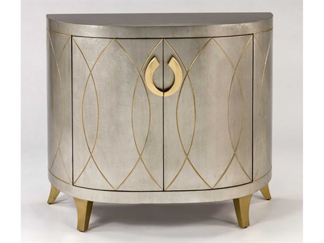 Elegant Artmax Silver Leaf Gold Accent Chest Cabinet with Hand-Painted Details