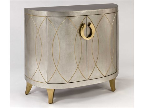 Elegant Artmax Silver Leaf Gold Accent Chest Cabinet with Hand-Painted Details