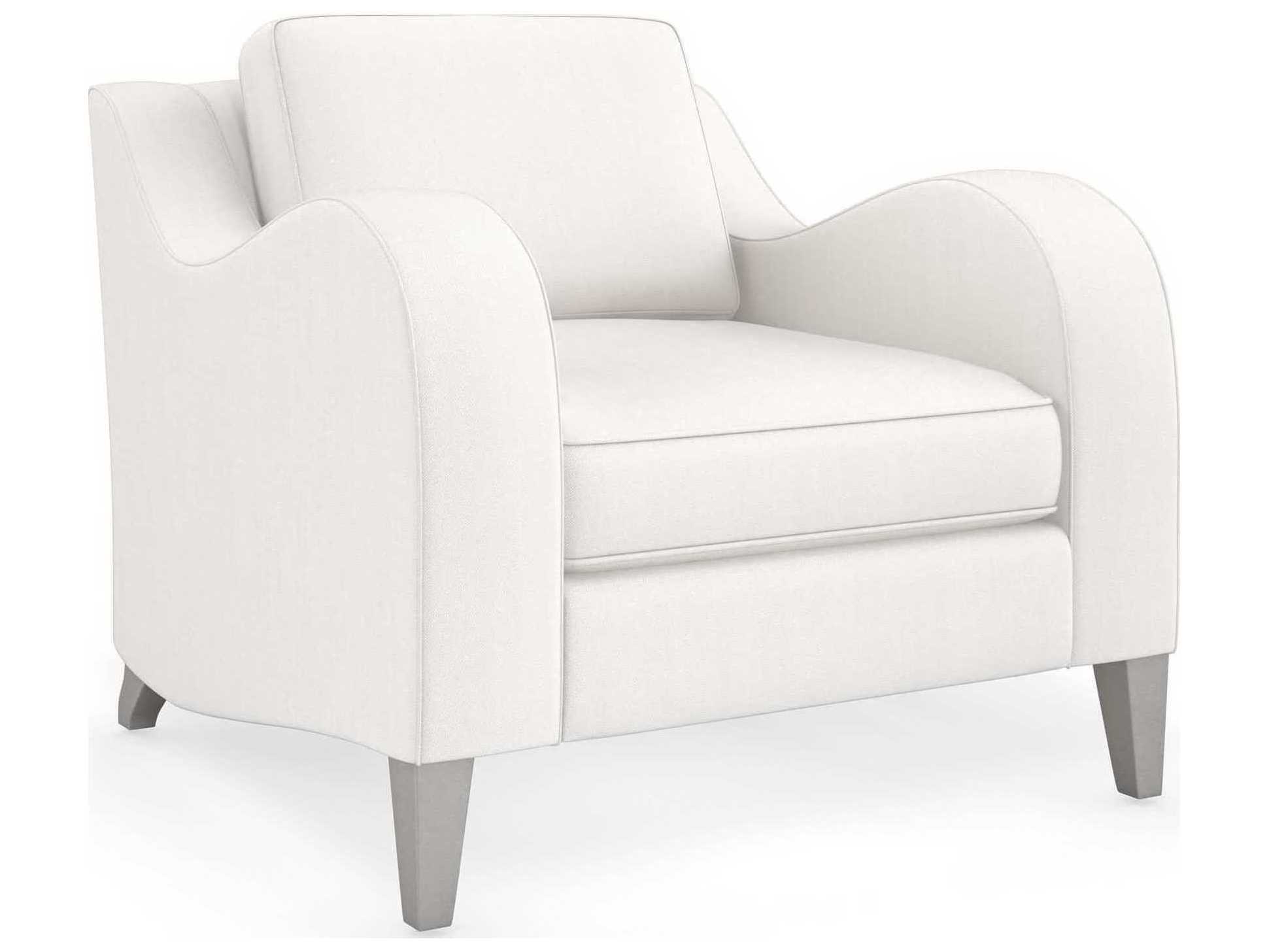 Caracole Victoria Modern White Fabric Accent Chair with Elegant Wood Legs