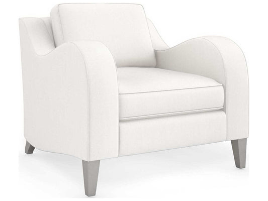 Caracole Victoria Modern White Fabric Accent Chair with Elegant Wood Legs
