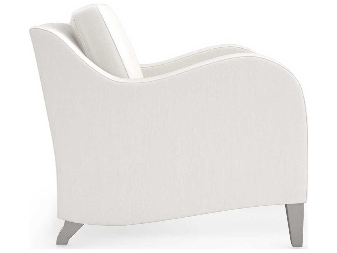 Caracole Victoria Modern White Fabric Accent Chair with Elegant Wood Legs