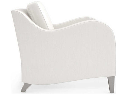 Caracole Victoria Modern White Fabric Accent Chair with Elegant Wood Legs