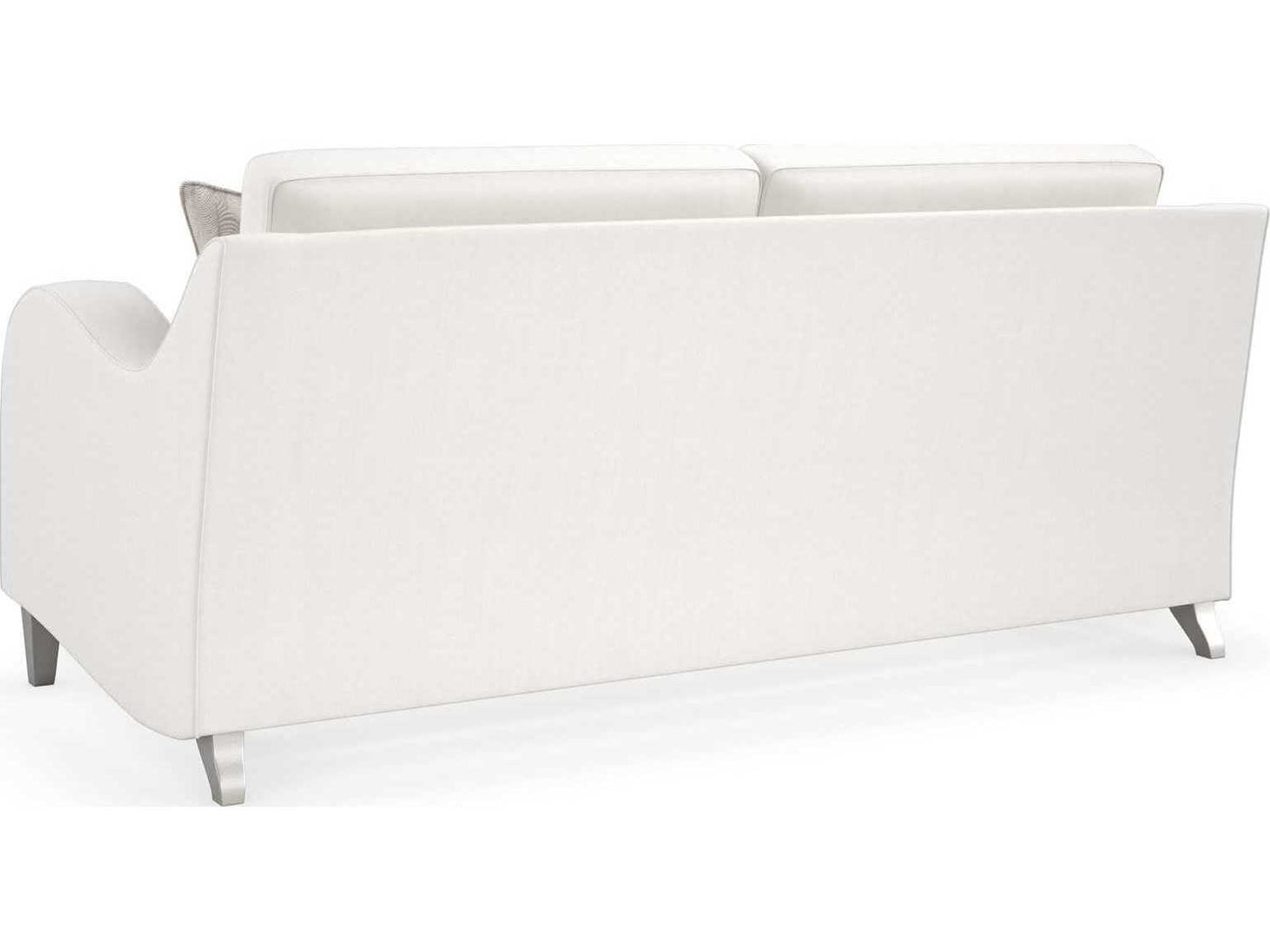 Caracole Victoria Modern White Upholstered Sofa with Loose Cushions and Sloping Arms