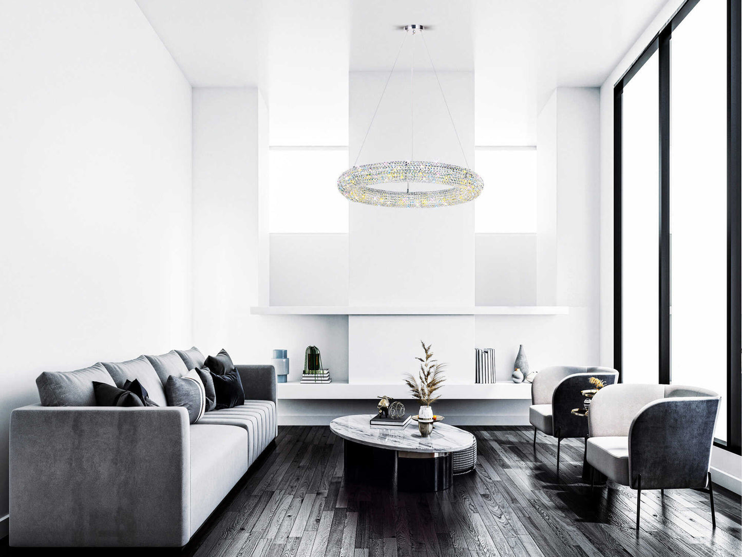 Glamorous Veronique 16-Light Chrome Crystal Round Chandelier Lighting Fixture