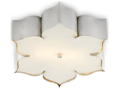 Exquisite Grand Lotus 2-Light Silver Leaf LED Flush Mount Ceiling Fixture