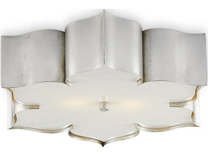 Exquisite Grand Lotus 2-Light Silver Leaf LED Flush Mount Ceiling Fixture
