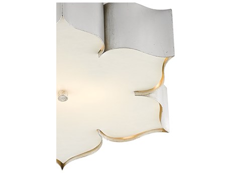 Exquisite Grand Lotus 2-Light Silver Leaf LED Flush Mount Ceiling Fixture