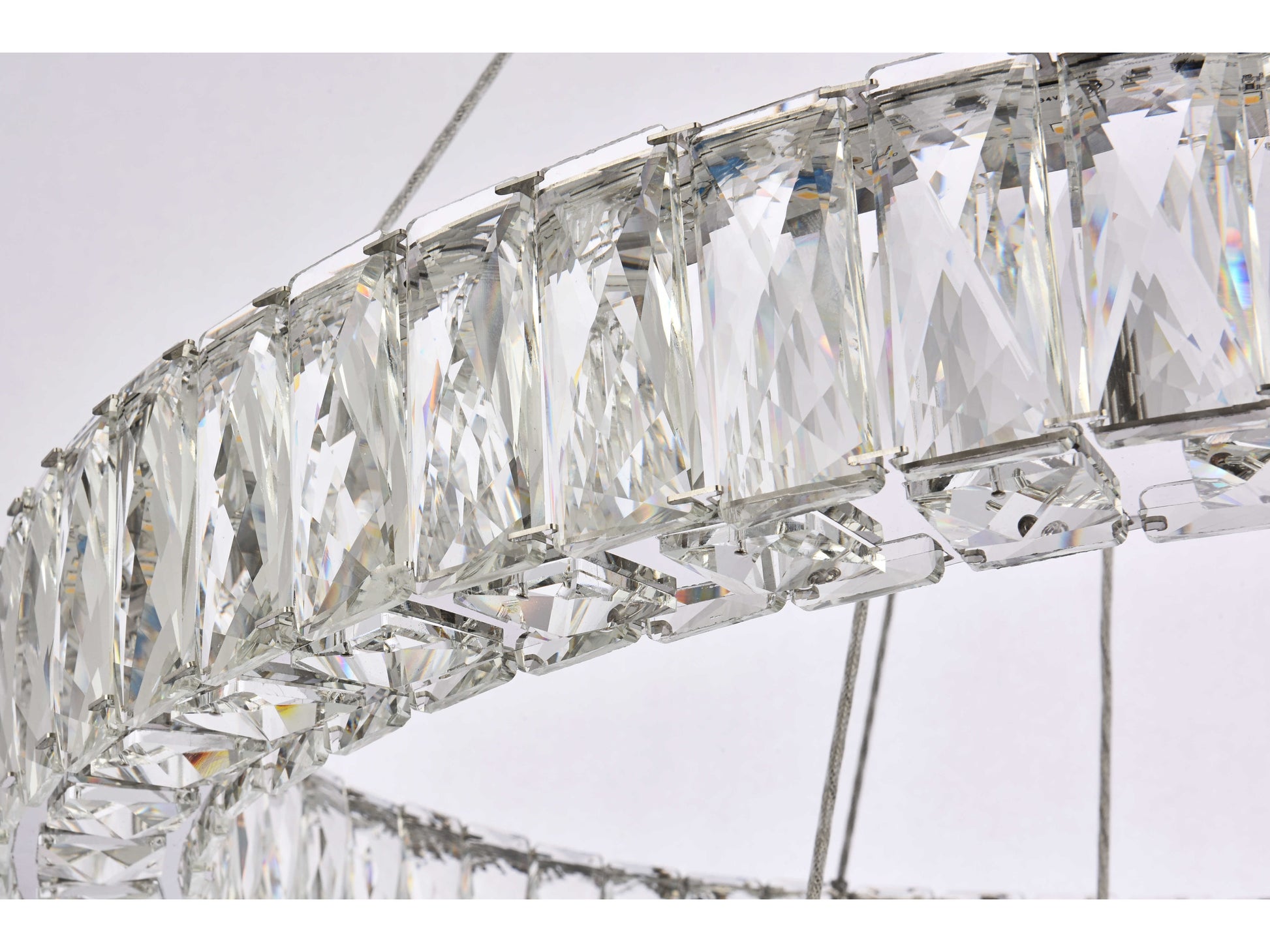 Elegant Monroe Chrome LED Drum Tiered Chandelier, Brilliant Faceted Crystal