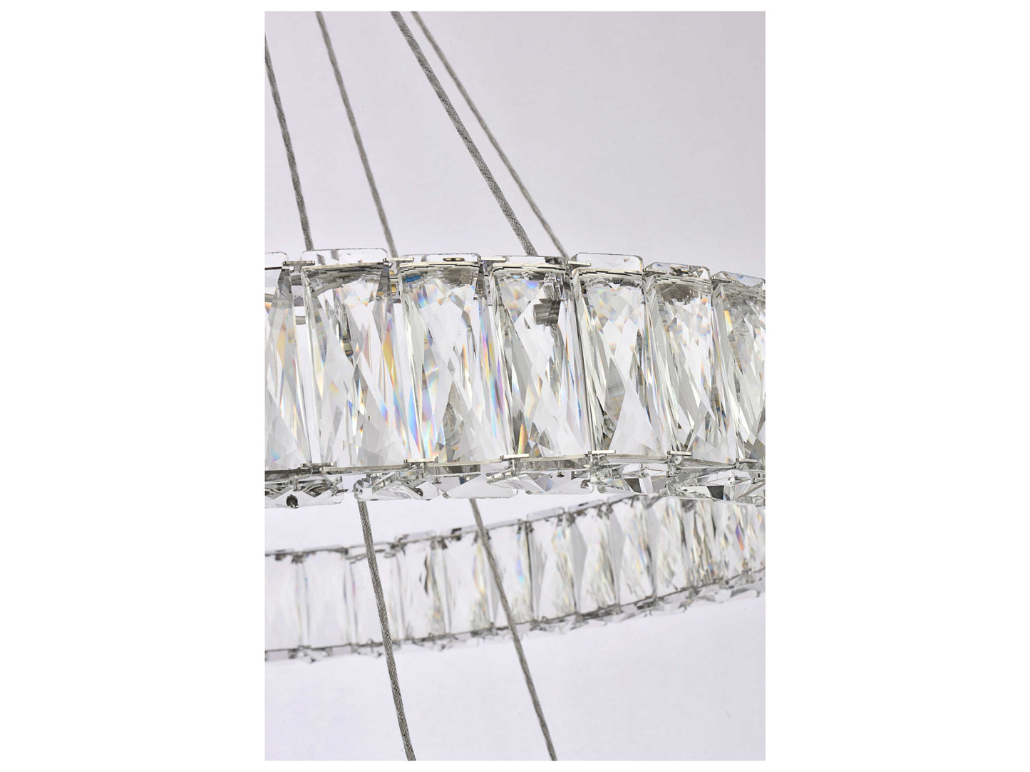 Elegant Monroe Chrome LED Drum Tiered Chandelier, Brilliant Faceted Crystal