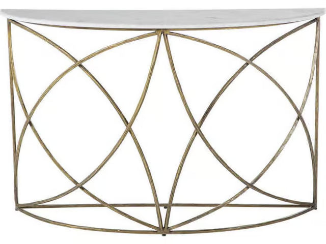 Gabby Wayland Demilune Marble Top Modern Gold Entryway Console Table