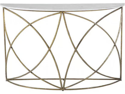 Gabby Wayland Demilune Marble Top Modern Gold Entryway Console Table