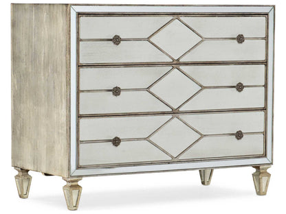 Hooker Sanctuary 2 Mirrored Nightstand: Glamorous 3-Drawer Storage with USB Power