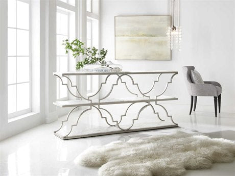 Hooker Furniture Melange Golden Gate Rectangular Gypsum Stone Champagne Console Table