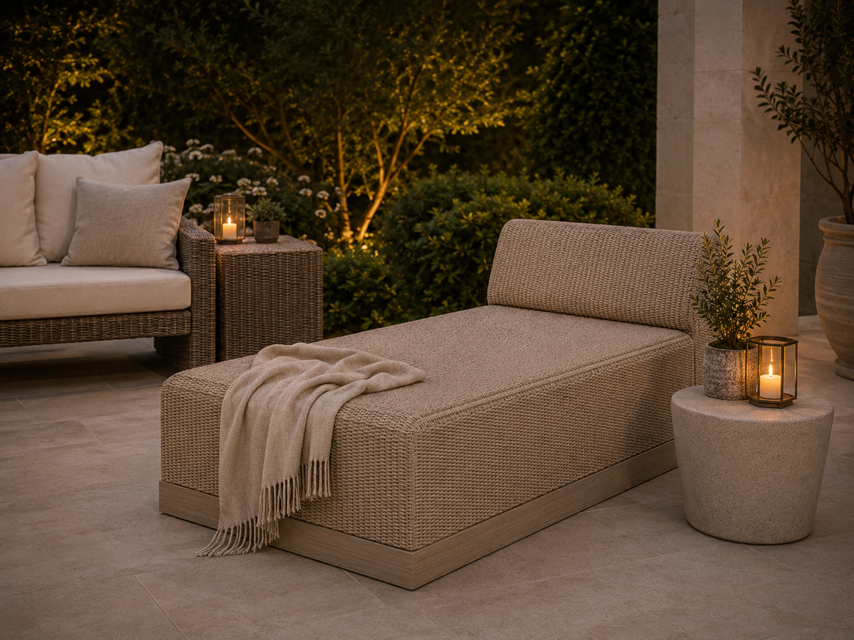 Ebel Grande Aluminum Wicker Armless Patio Chaise Lounge
