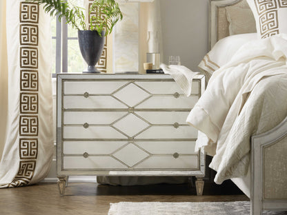 Hooker Sanctuary 2 Mirrored Nightstand: Glamorous 3-Drawer Storage with USB Power